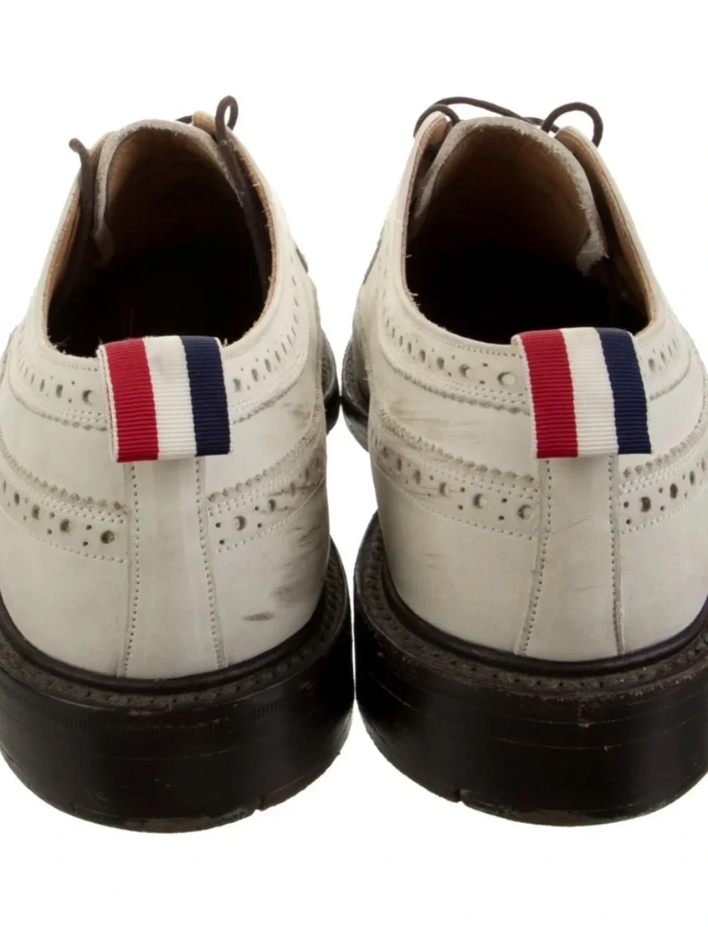 Thom Browne White Brogue Derby with Brown Laces